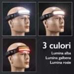 Lanterna cu lumina lumina rosie, alb, galben, acumulator 1200mah, senzor miscare, 10 moduri lumina - imagine 2