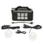 Kit iluminat portabil LED cu 2 becuri/proiector, panou solar si baterie 4000 mAhH