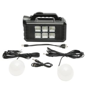 Kit iluminat portabil LED cu 2 becuri/proiector, panou solar si baterie 4000 mAhH