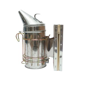 Afumator albine din otel galvanizat cu cilindru scut termic si burduf din piele 190mm
