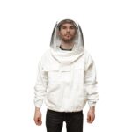 Bluza apicola alba cu masca de protectie tip gluga marimea L - imagine 3