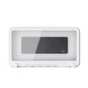 Suport pentru telefon de dus anti-aburire, rezistent la apa, cu rotatie de 360°, suport de montat pe perete, pentru baie, oglinda de perete, cada, bucatarie, Alb